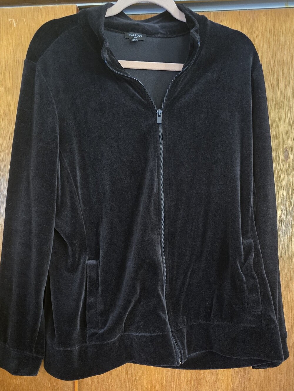 Talbots Black Velvet Zip Jacket, 1X